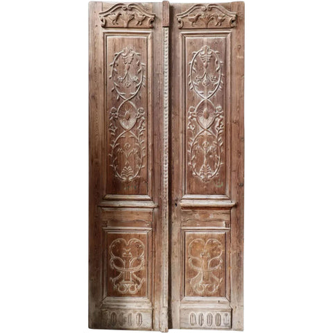 Monumental French Colonial Pine Double Door