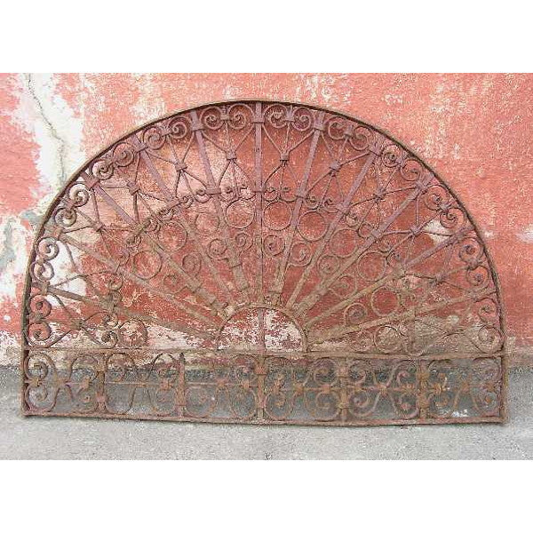 French Colonial Wrought Iron Arched Architectural Transom