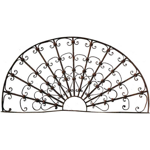 French Colonial Wrought Iron Arched Architectural Transom Grille