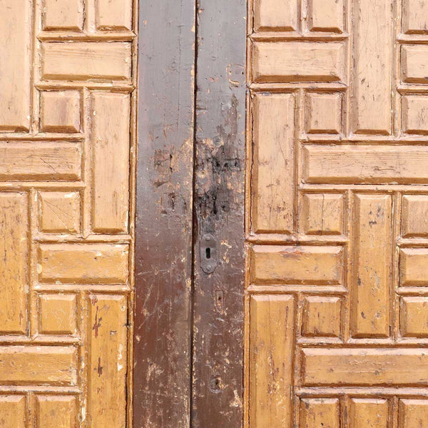 Large Moorish Painted Pine Panelled 9-Foot Double Door