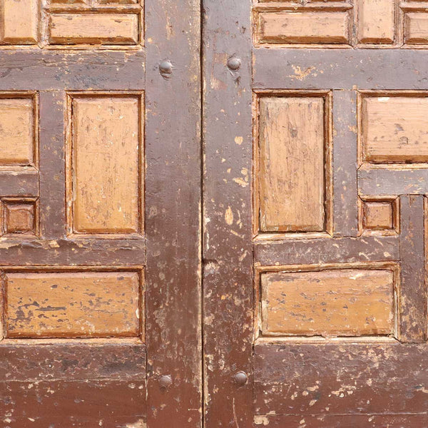 Large Moorish Painted Pine Panelled 9-Foot Double Door