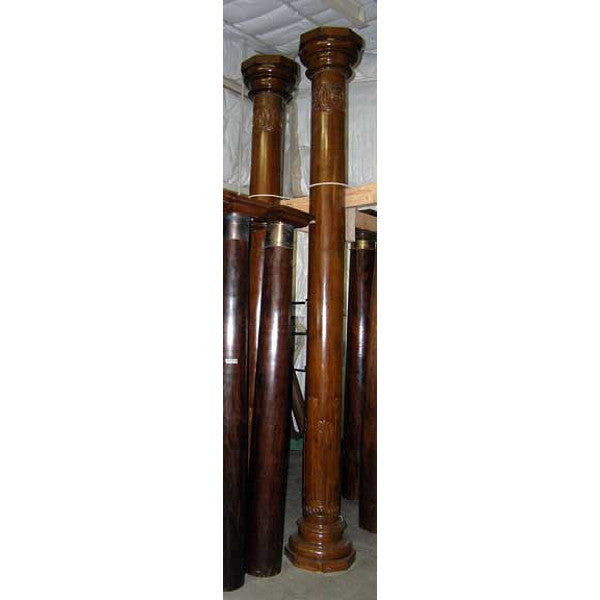 Pair of Tall Indian Teak Architectural 12-Foot Pillars