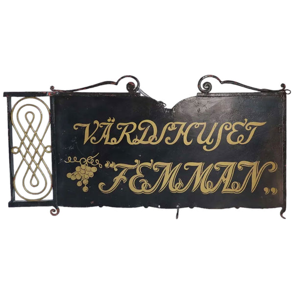 Swedish Painted Wrought Iron Bracket Pub/Inn Building Trade Sign