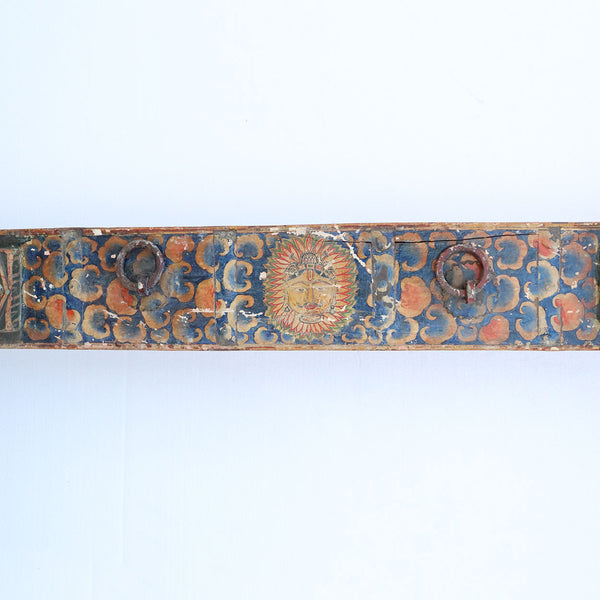Indian Painted Teak and Iron  Architectural Bracket Beam