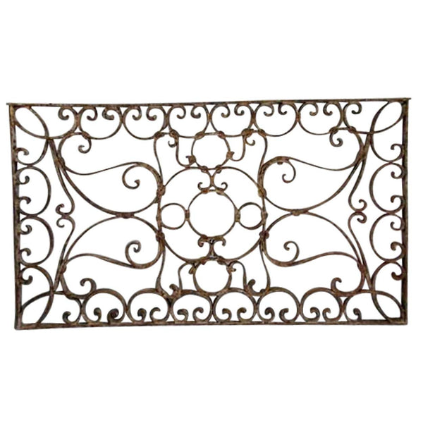 French Colonial Rectangular Wrought Iron Grille Panel