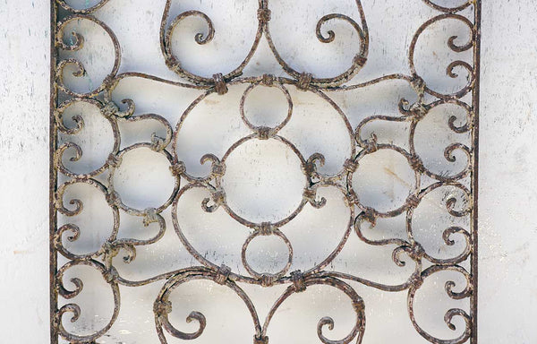 French Colonial Rectangular Wrought Iron Grille Panel
