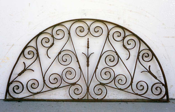 French Colonial Wrought Iron Arched Architectural Transom
