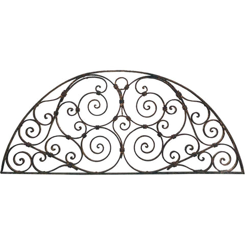 French Colonial Wrought Iron Arched Architectural Transom