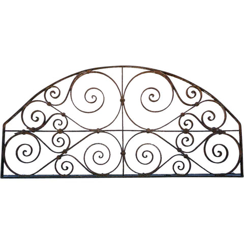 French Colonial Wrought Iron Arched Grille Transom