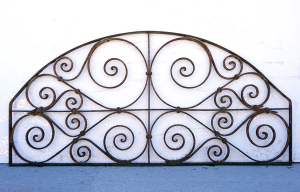 French Colonial Wrought Iron Arched Grille Transom