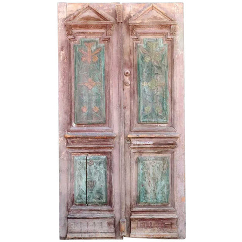 French Colonial Painted Pine Double Door