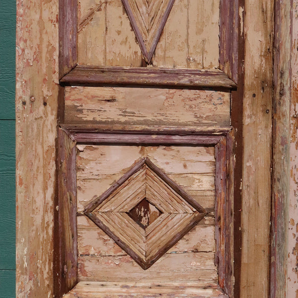 Large French Colonial Painted Pine Paneled Double Door