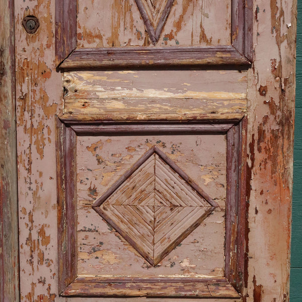 Large French Colonial Painted Pine Paneled Double Door