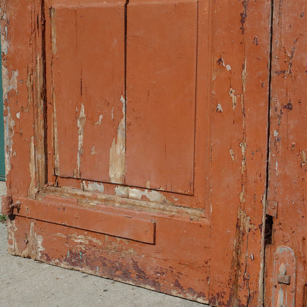 Large French Colonial Painted Pine Paneled Double Door