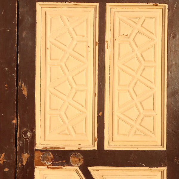 Large Moorish Painted Pine Panelled Double Door