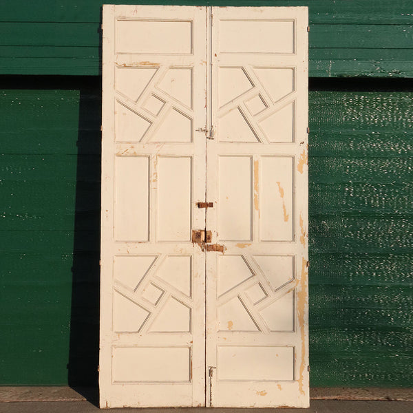 Large Moorish Painted Pine Panelled Double Door