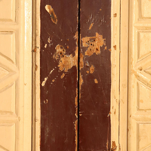 Large Moorish Painted Pine Paneled Double Door