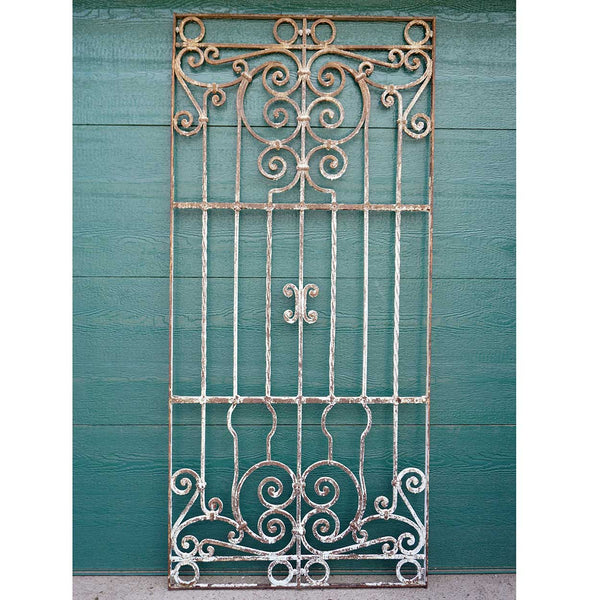 Large Spanish Colonial Painted Wrought Iron Window Grille