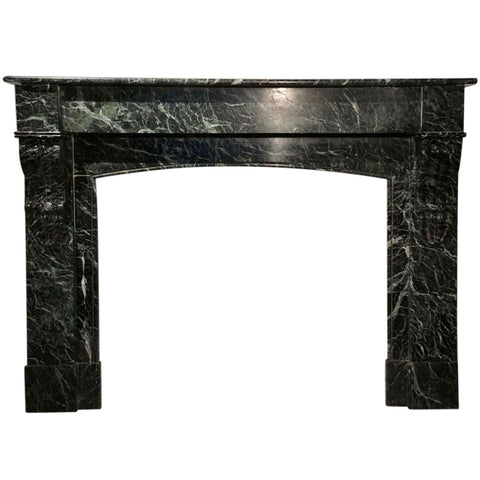 French Napoleon III Verde Antico Marble Fireplace Surround