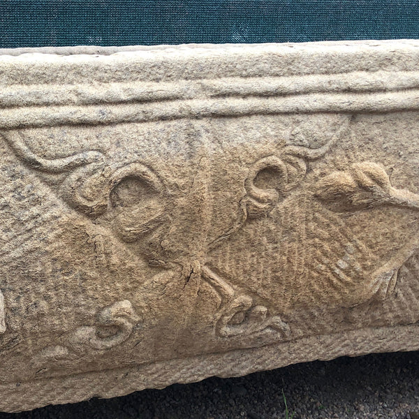 Large Early Chinese Qing Carved Limestone Trough