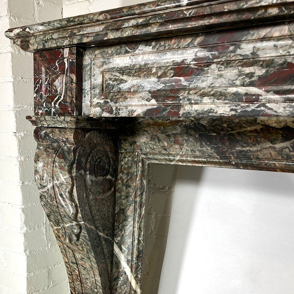 French Napoleon III Campan Grand Melange Marble Fireplace Surround