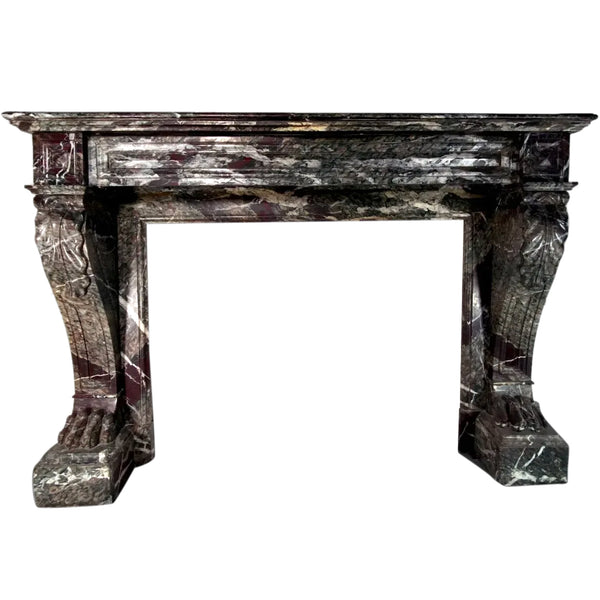 French Napoleon III Campan Grand Melange Marble Fireplace Surround