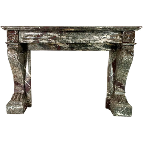 French Napoleon III Campan Grand Melange Marble Fireplace Surround