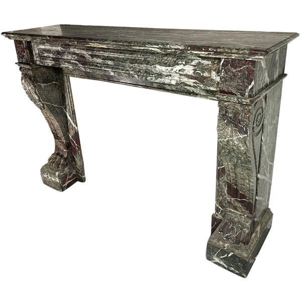 French Napoleon III Campan Grand Melange Marble Fireplace Surround