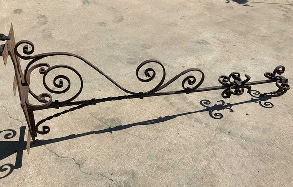 Large French Wrought Iron Architectural Sign or Lantern Bracket