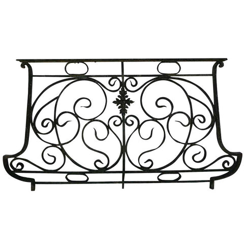 French Art Nouveau Wrought Iron Bombe Balcony Railing