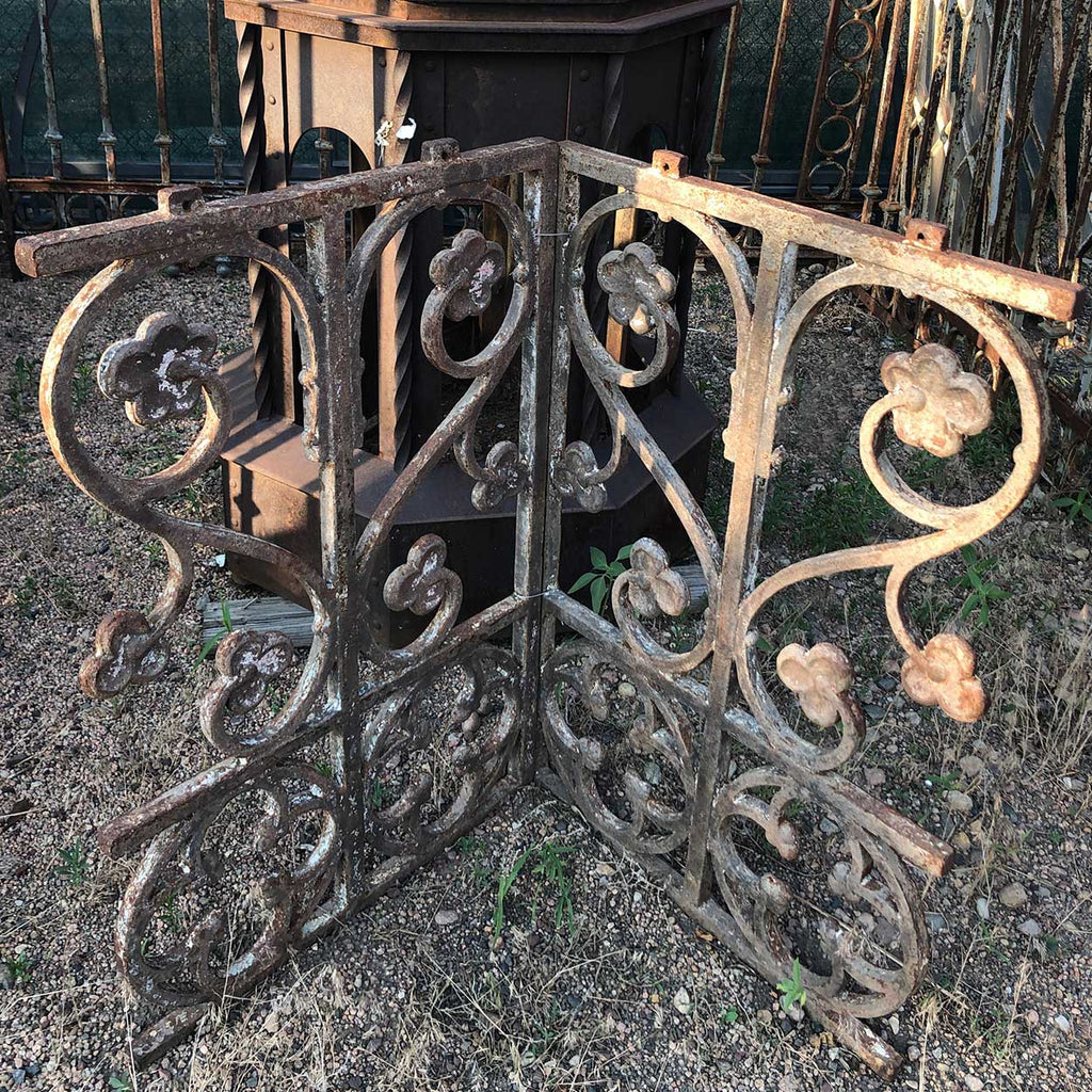 Set of 47 English Neo-Gothic Cast Iron Fence Railings Panels