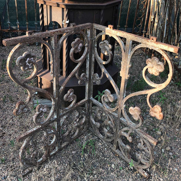 Set of 47 English Neo-Gothic Cast Iron Fence Railings Panels