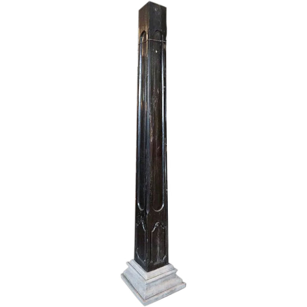 Pair Large Indo-Portuguese Ironwood and Marble Square Architectural Columns