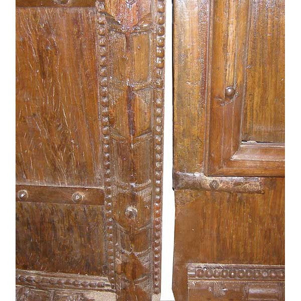 Large Indo-Portuguese Iron Mounted (Clavos) Teak Double Door