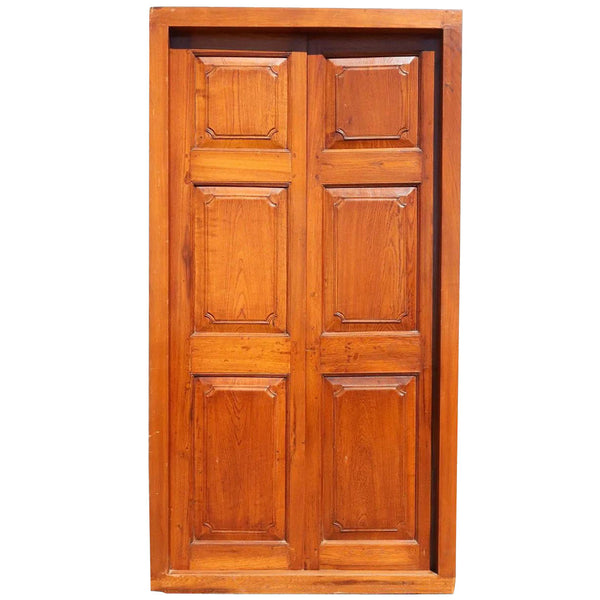 Large Anglo Indian Solid Teak Double Door with Frame