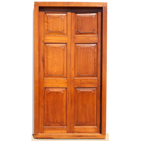 Large Anglo Indian Solid Teak Double Door with Frame