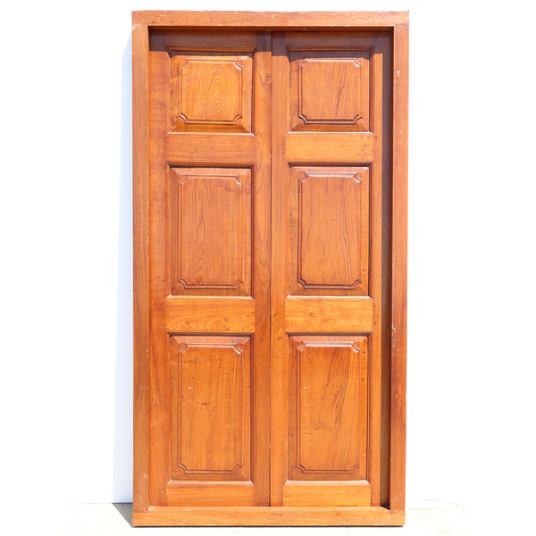 Large Anglo Indian Teak Double Door with Frame