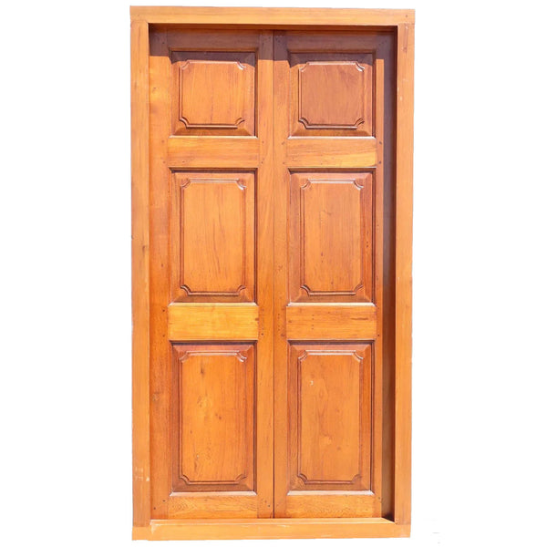 Large Anglo Indian Solid Teak Double Door with Frame