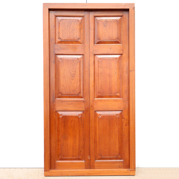 Large Anglo Indian Teak Double Door with Frame
