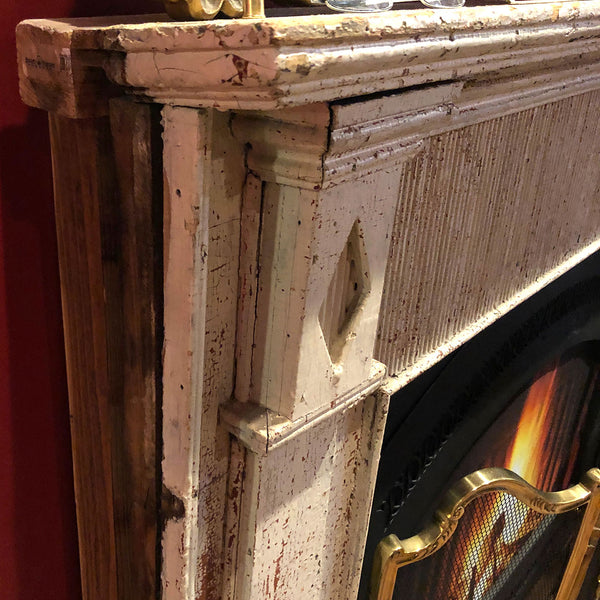 Small American White Painted Pine Fireplace Surround