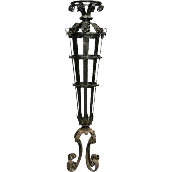 Victorian Wrought Iron Torchiere Exterior Lantern Lamp Post
