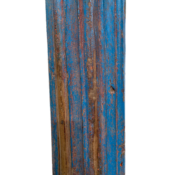 Pair of Indian Blue Painted Teak Architectural Columns