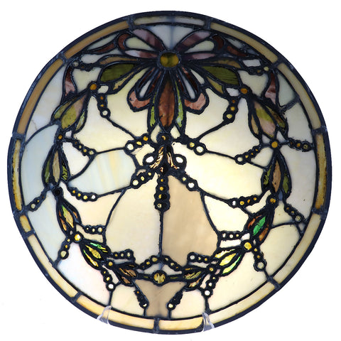 Fine American Victorian Leaded and Stained Glass Round Window