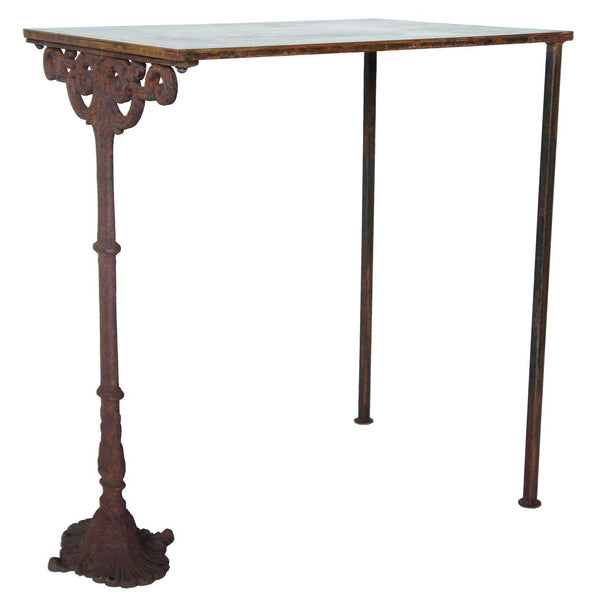 French Cast Iron and Steel Top Side Table