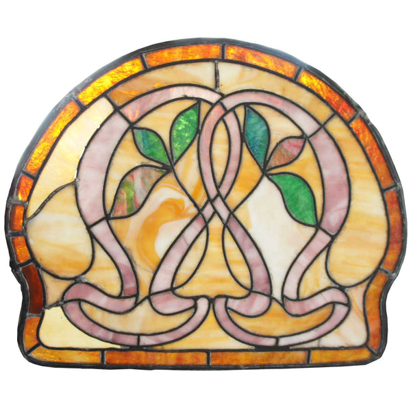 Small American Art Nouveau Stained and Leaded Glass Window