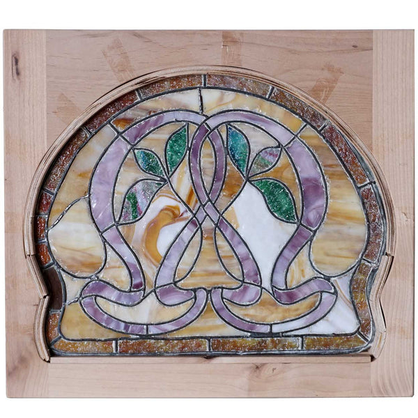 Small American Art Nouveau Stained and Leaded Glass Window