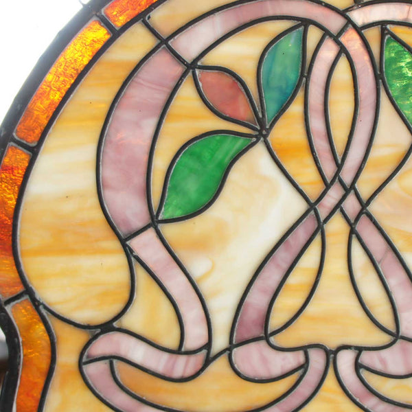 Small American Art Nouveau Stained and Leaded Glass Window