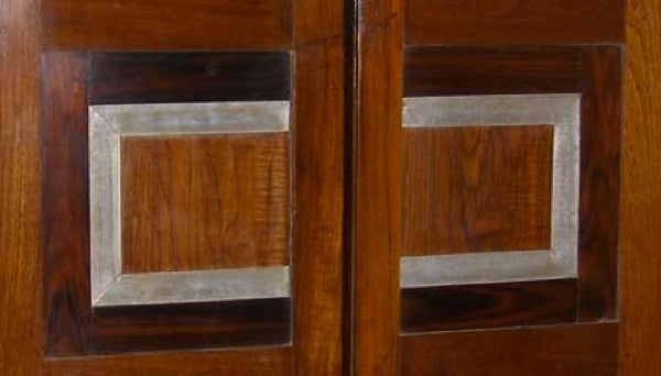 Modernist Teak, Rosewood and Aluminum Double Door with Frame from Chandigarh