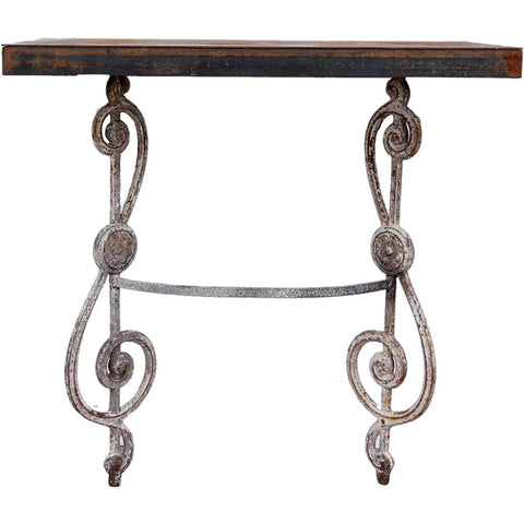 English Painted Cast Iron and Steel Top Wall Mount Console Table