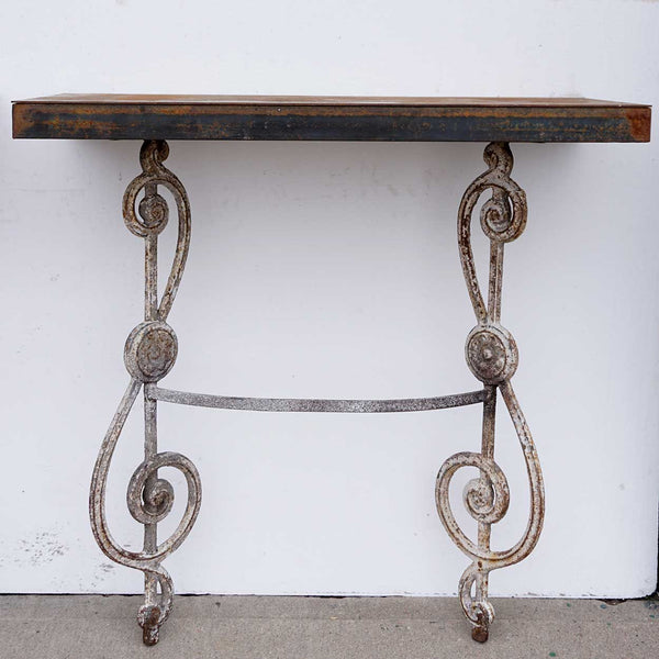 English Painted Cast Iron and Steel Top Wall Mount Console Table